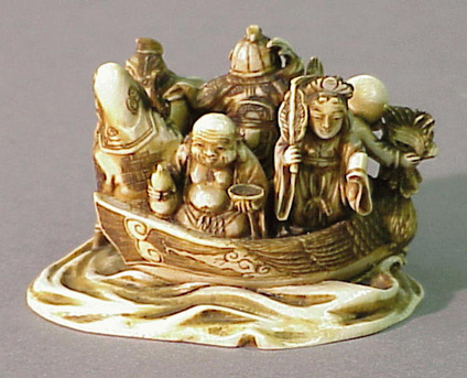 Lot image - Ivory Okimono of the Takarabune