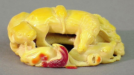 Lot image - Hornbill Casque Okimono of the Animals of the Zodiac