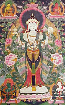 Lot image - Tibetan Thanka of White Avalokitesvara