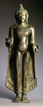 Lot image - Burmese Copper Alloy Standing Buddha in Pagan Style