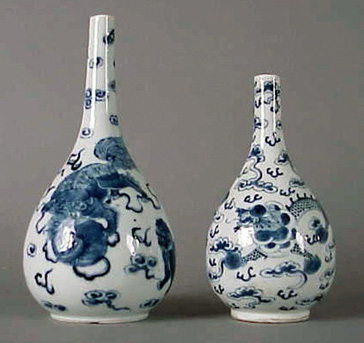 Lot image - Two Vietnamese Bleu de Hue Porcelain Bottles