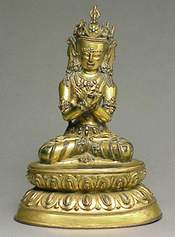 Lot image - Rare Tibetan Gilt Copper Alloy Figure of Vajrasattva in His Angry Manifestation