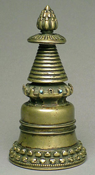 Lot image - Tibetan Brassy Bronze Kadampa Style Stupa