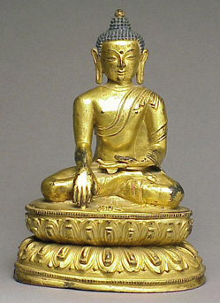 Lot image - Tibetan Gilt-Copper Alloy of Aksobhya 15th/16th Century