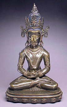 Lot image - Western Tibetan Bronze of the Dhyanibuddha Amitabha 14th Century