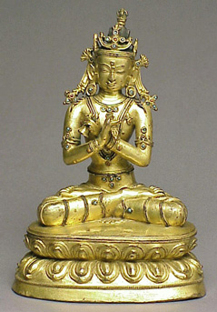Lot image - Tibetan Gilt-Copper Alloy Figure of Vajrasattva 16th Century