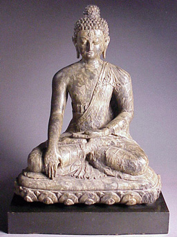 Lot image - Rare Nepalese Stone Figure of Sakyamuni
