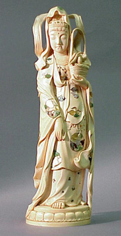 Lot image - Shibayama Style Inlaid Ivory Kannon