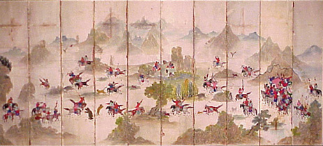 Lot image - Korean Ten-Fold Screen of a Royal Hunting Party