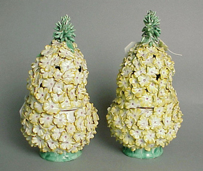 Lot image - Pair of English Porcelain Potpourri Vases