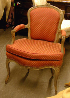 Lot image - Pair of Louis XV Gray Painted Beechwood Fauteuils