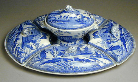 Lot image - Spode Blue and White Porcelain Supper Set