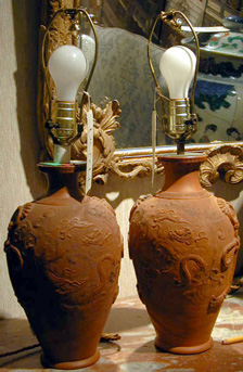 Lot image - Pair of Japanese Terra Cotta Vases