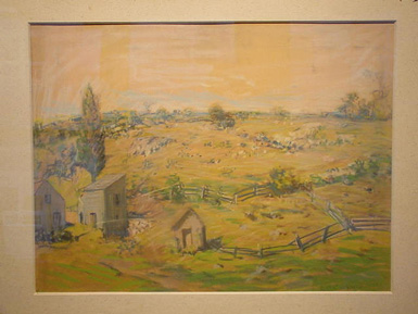 Lot image - Arthur Clifton Goodwin 1866-1929  (i) FARM FIELD Signed AC Goodwin (lr) Pastel on board Sight 17 1/2 x 23 1/2 inches  (ii) IND