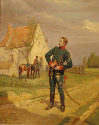 Lot image - Jean-Jacques Berne-Bellecour French, b. 1874 SOLDIERS OUTSIDE AN INN