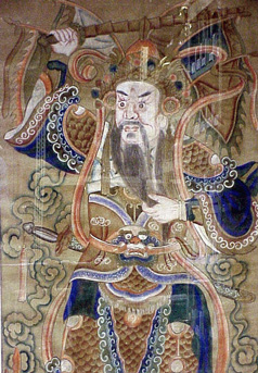 Lot image - Framed Chinese Folk Painting of Guandi