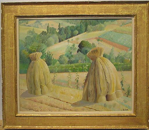 Lot image - E. Kuss 20th Century HAYSTACKS IN THE FIELD