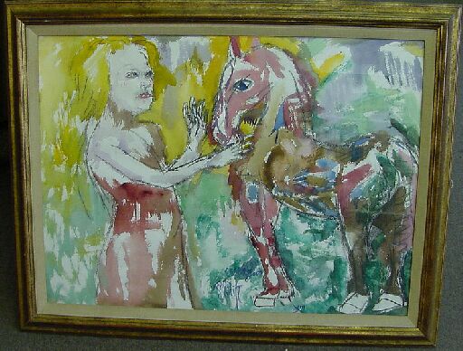 Lot image - Philip Evergood American, 1901-1973 WOMAN AND LITTLE HORSE