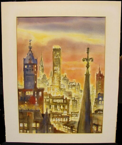 Lot image - George Schreiber American, 1904-1977 CITY BUILDINGS