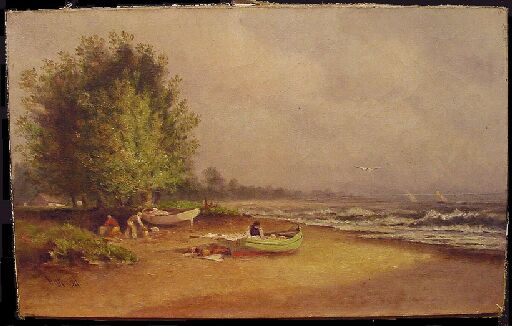 Lot image - William H. Kensil American, 19th century BOATS UPON THE SHORE
