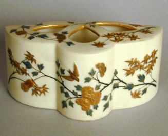 Lot image - Group of Five Royal Worcester Gilt-Decorated Porcelain Vases