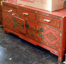 Lot image - Chinese Red Lacquered Low Chest