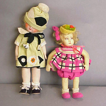 Lot image - Two Lenci Type Felt Dolls