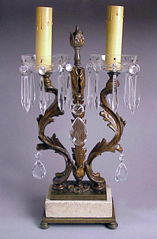 Lot image - Pair of Regency Style Patinated-Metal Two-Light Candelabra