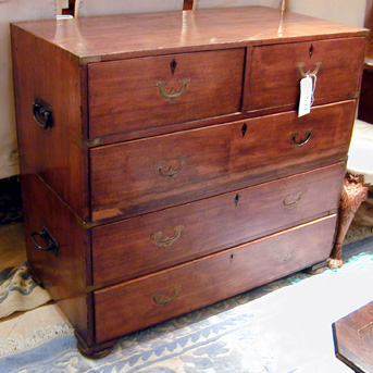 Lot image - Victorian Brass Mounted Mahogany Campaign Chest