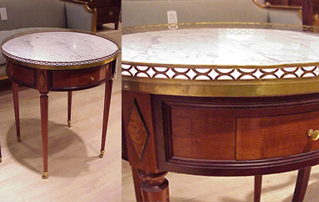 Lot image - Louis XVI Style Marble Top Mahogany Bouillotte Table