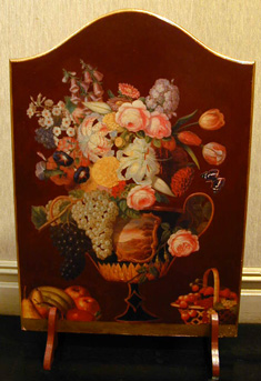 Lot image - Floral Painted Fire Screen