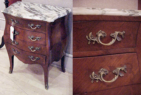 Lot image - Louis XVI Style Marble Top Mahogany Diminutive Commode