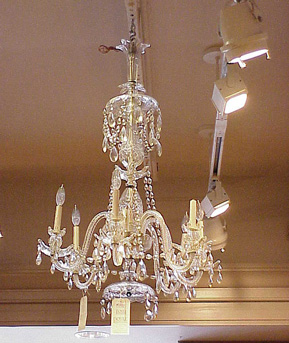 Lot image - Georgian Style Cut Glass Six-Light Chandelier
