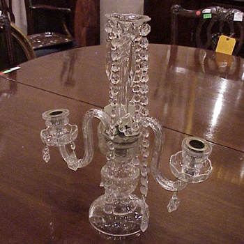 Lot image - Pair of Georgian Style Cut Glass Two-Light Candelabra