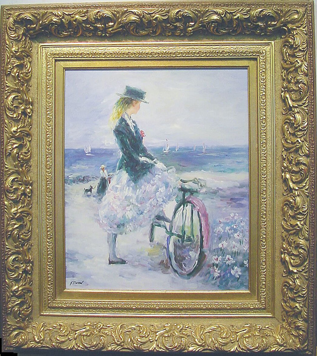 Lot image - F. Duran 20th Century YOUNG WOMAN BY THE SEASHORE