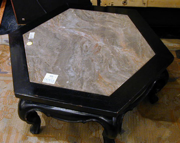 Lot image - Pair of Chinese Marble Top Ebonized Stands