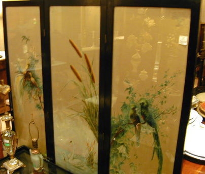 Lot image - Victorian Painted Three-Panel Screen