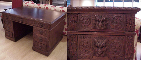 Lot image - Renaissance Revival Carved Mahogany Desk
