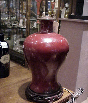 Lot image - Sang de Boeuf Porcelain Lamp