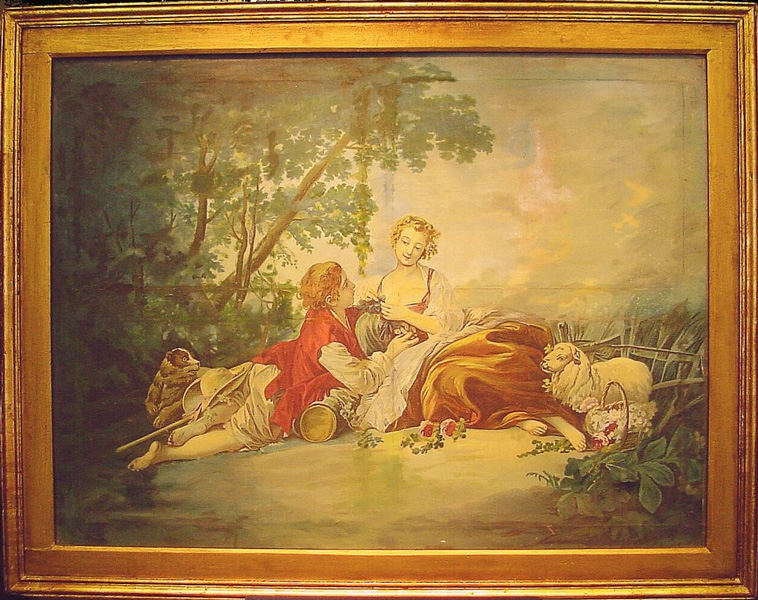 Lot image - Continental School 20th Century YOUNG LOVERS IN A PASTURE
