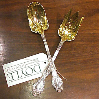 Lot image - Pair of Tiffany & Co. Sterling Silver Salad Servers Total approximately 6 ounces.