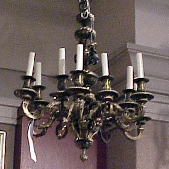 Lot image - Empire Style Gilt-Metal Twelve-Light Chandelier