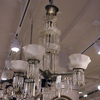 Lot image - Victorian Gilt-Bronze and Cut Glass Four-Light Chandelier