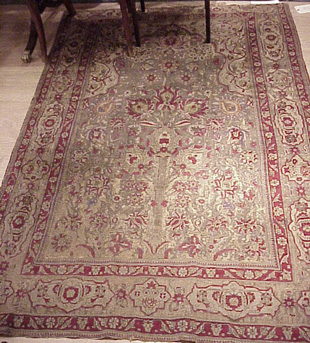 Lot image - Silk & Metallic Thread Kashan Prayer Rug