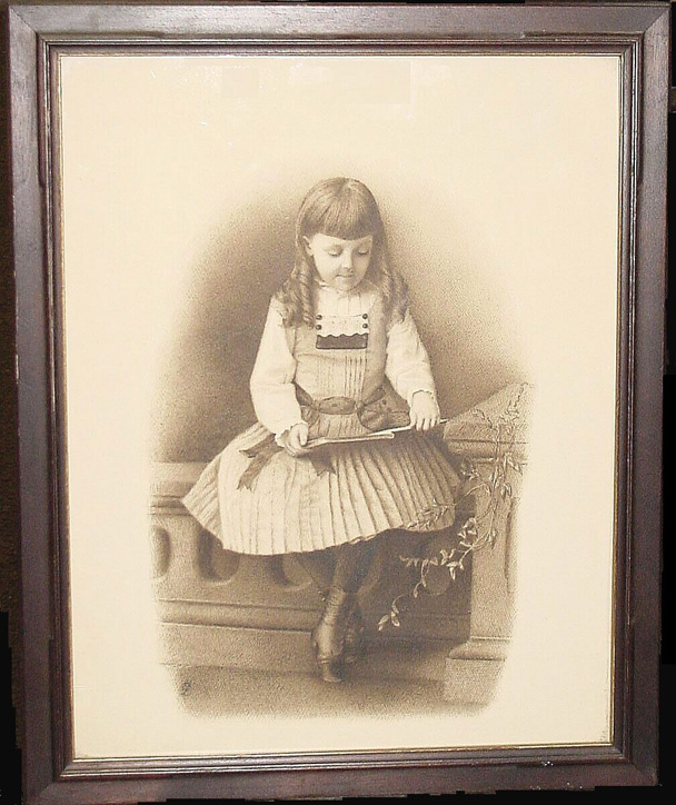 Lot image - American School 19th Century PORTRAIT OF SEATED GIRL READING