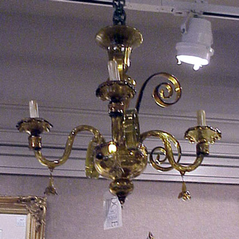 Lot image - Murano Amber Glass Four-Light Chandelier