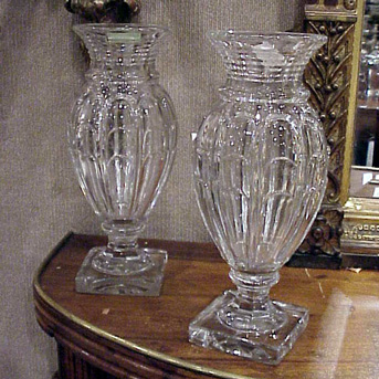 Lot image - Pair of Baccarat Colorless Cut Glass Vases