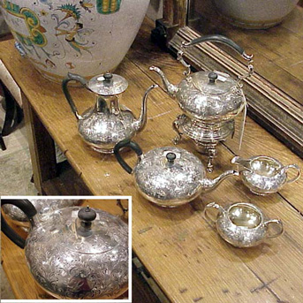 Lot image - Sterling Silver Five-Piece Tea and Coffee Service