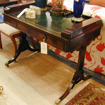 Lot image - Regency Style Leather Inset Mahogany Writing Desk