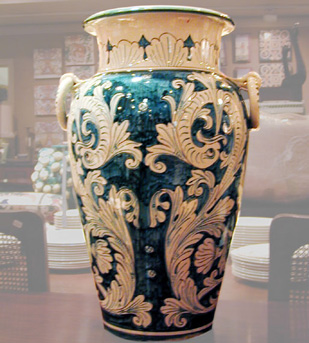 Lot image - Continental Faience Two-Handled Urn